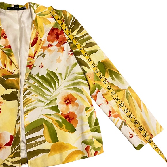 VINTAGE LINDA ALLARD FOR ELLEN TRACY PALM TROPICAL HAWAIIAN FLORAL BLAZER  SZ 8P - Picture 13 of 16